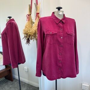 Jordache Button-Down Shirt in Berry - L